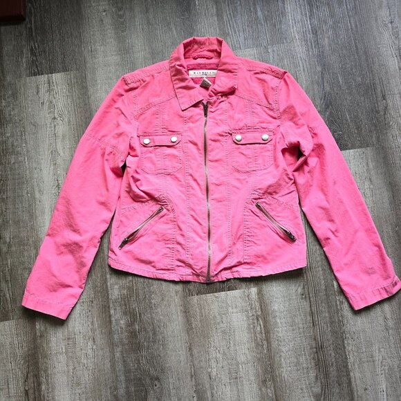Maurices Utility Jacket Pink Womens Size Large Zip Up Pockets Sleeves Snaps - Picture 3 of 13